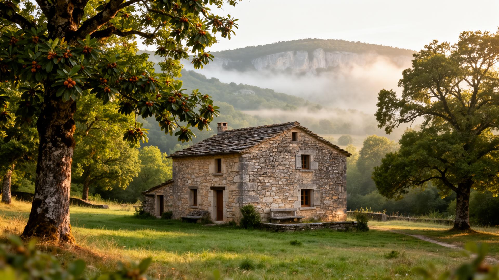 Maison en pierre traditionnelle au cœur de la nature ardéchoise